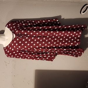 Rue21 medium midi dress like new! Burgundy with white and light blue design.